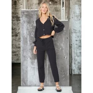 NWT L*SPACE Dune Pant Black XS Elastic Waist MSRP $130